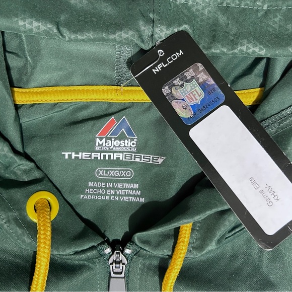 MAJESTIC Green Bay Packers NFL Full Zip Therma Base Hoodie Jacket Warm sz XL - Picture 8 of 12